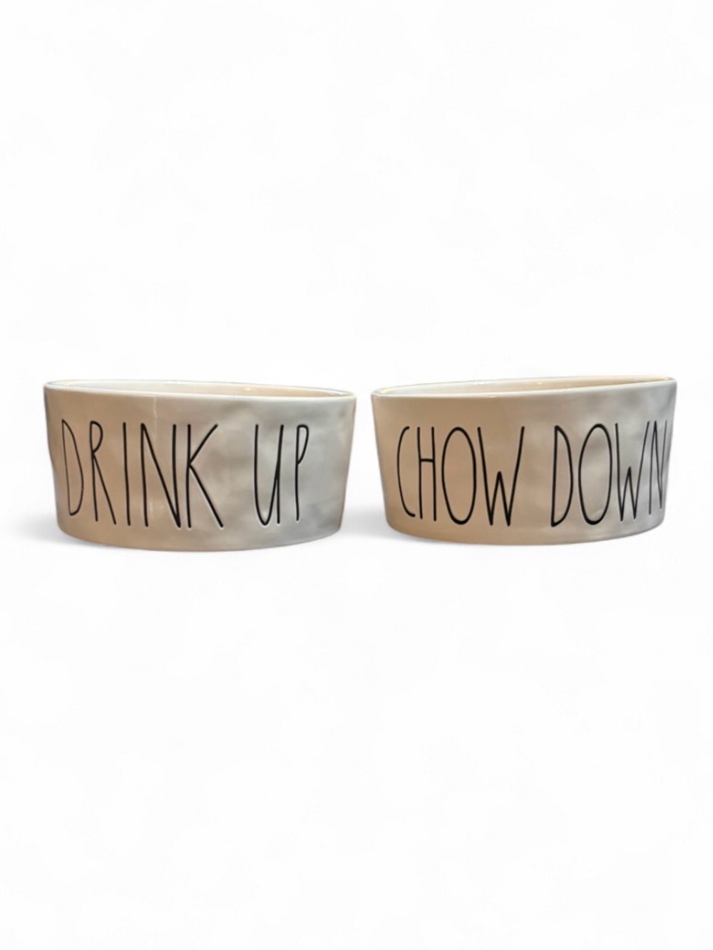Rae Dunn “Drink Up” & “Chow Down” Ceramic Pet Bowls
